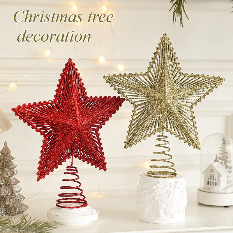 Star Tree Topper - 1 Adet Noel Ağacı Üst Süsü